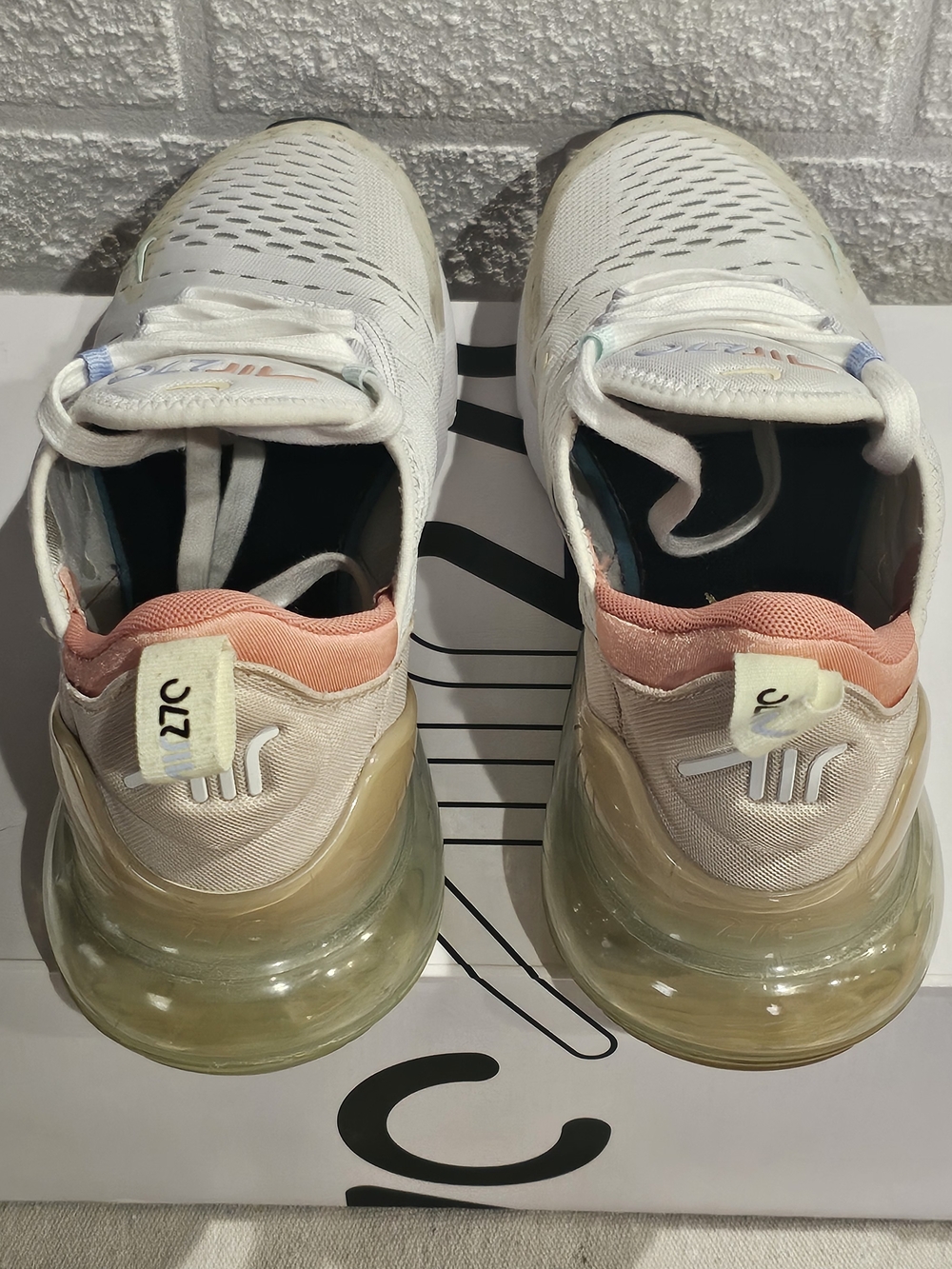 Nike White Air Max 270 with Coral Lining and Mint Accents - Picture 4 of 13